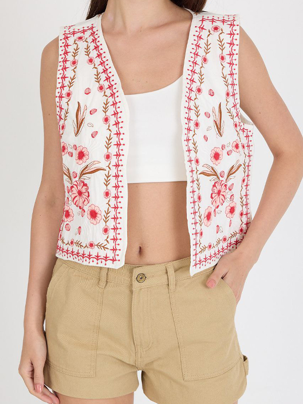 Women’s Vintage Floral Embroidery Vest