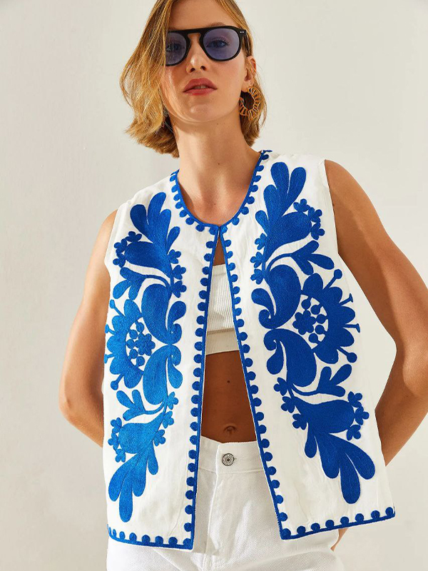 Women’s Vintage Floral Embroidery Vest