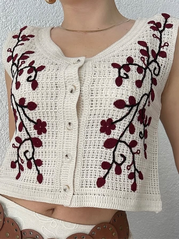 Women’s Vintage Floral Embroidery Vest